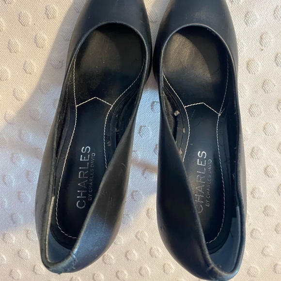 CHARLES by Charles David Black Leather Stiletto Heels - Picture 10 of 16